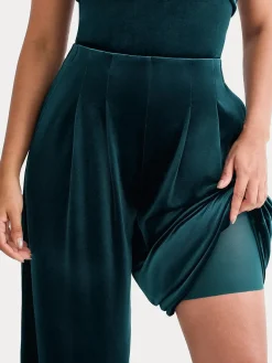 Velvet Wide-Leg Sculpting Trousers