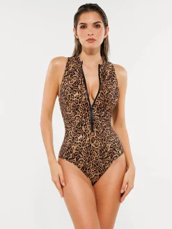Zip-Front Waist Shaping Swimsuit