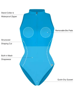 Zip-Front Waist Shaping Swimsuit