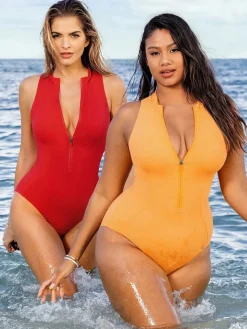 Zip-Front Waist Shaping Swimsuit