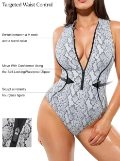 Zip-Front Waist Shaping Swimsuit