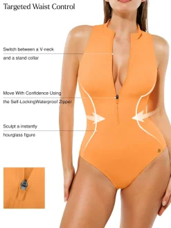 Zip-Front Waist Shaping Swimsuit