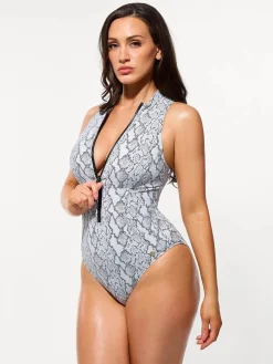 Zip-Front Waist Shaping Swimsuit