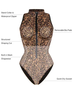 Zip-Front Waist Shaping Swimsuit