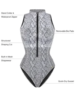 Zip-Front Waist Shaping Swimsuit