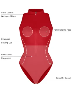 Zip-Front Waist Shaping Swimsuit