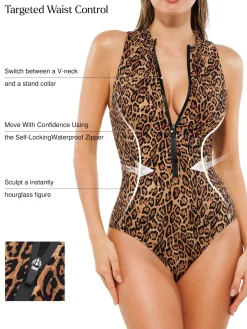 Zip-Front Waist Shaping Swimsuit