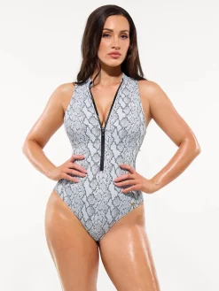 Zip-Front Waist Shaping Swimsuit