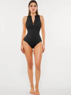 Zip-Front Waist Shaping Swimsuit