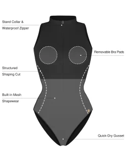 Zip-Front Waist Shaping Swimsuit