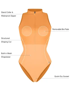 Zip-Front Waist Shaping Swimsuit