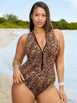 Zip-Front Waist Shaping Swimsuit